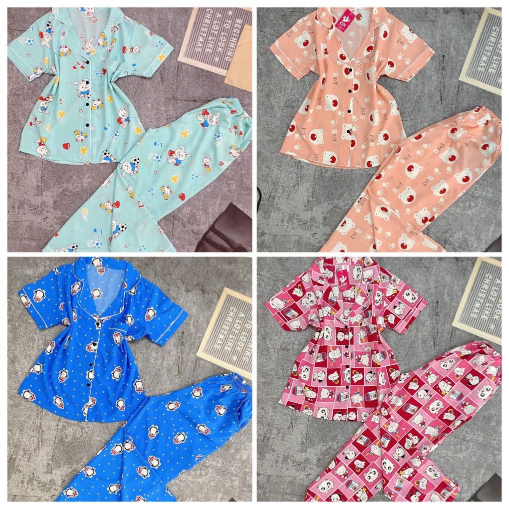 [Lụa hàn] Bộ Pijama tay ngắn quần dài chất mịn mát size 40-60kg